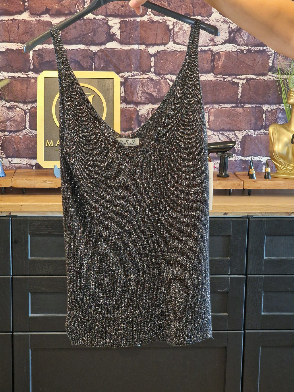 Top lurex/viscose noir