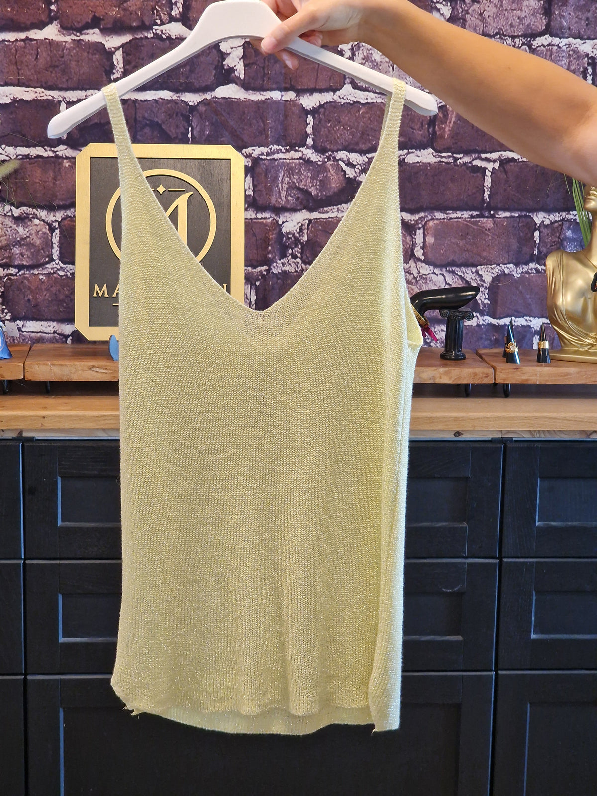Top lurex/viscose jaune clair