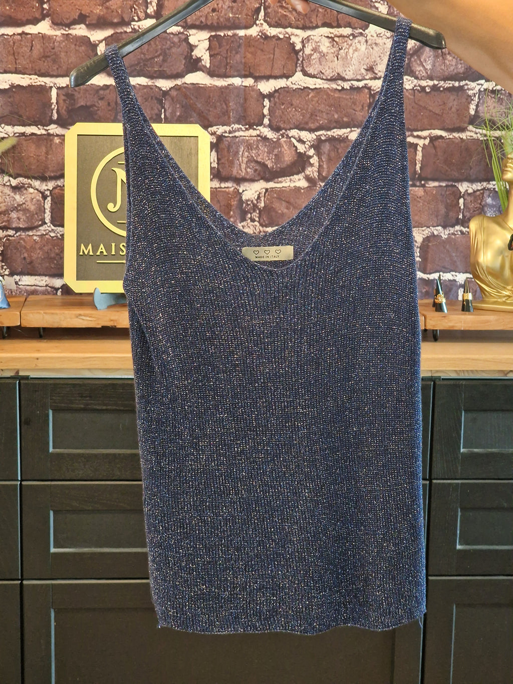Top lurex/viscose bleu nuit