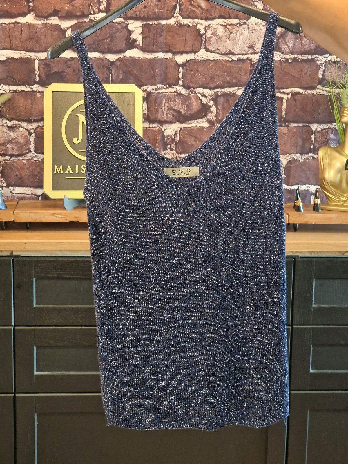 Top lurex/viscose bleu nuit