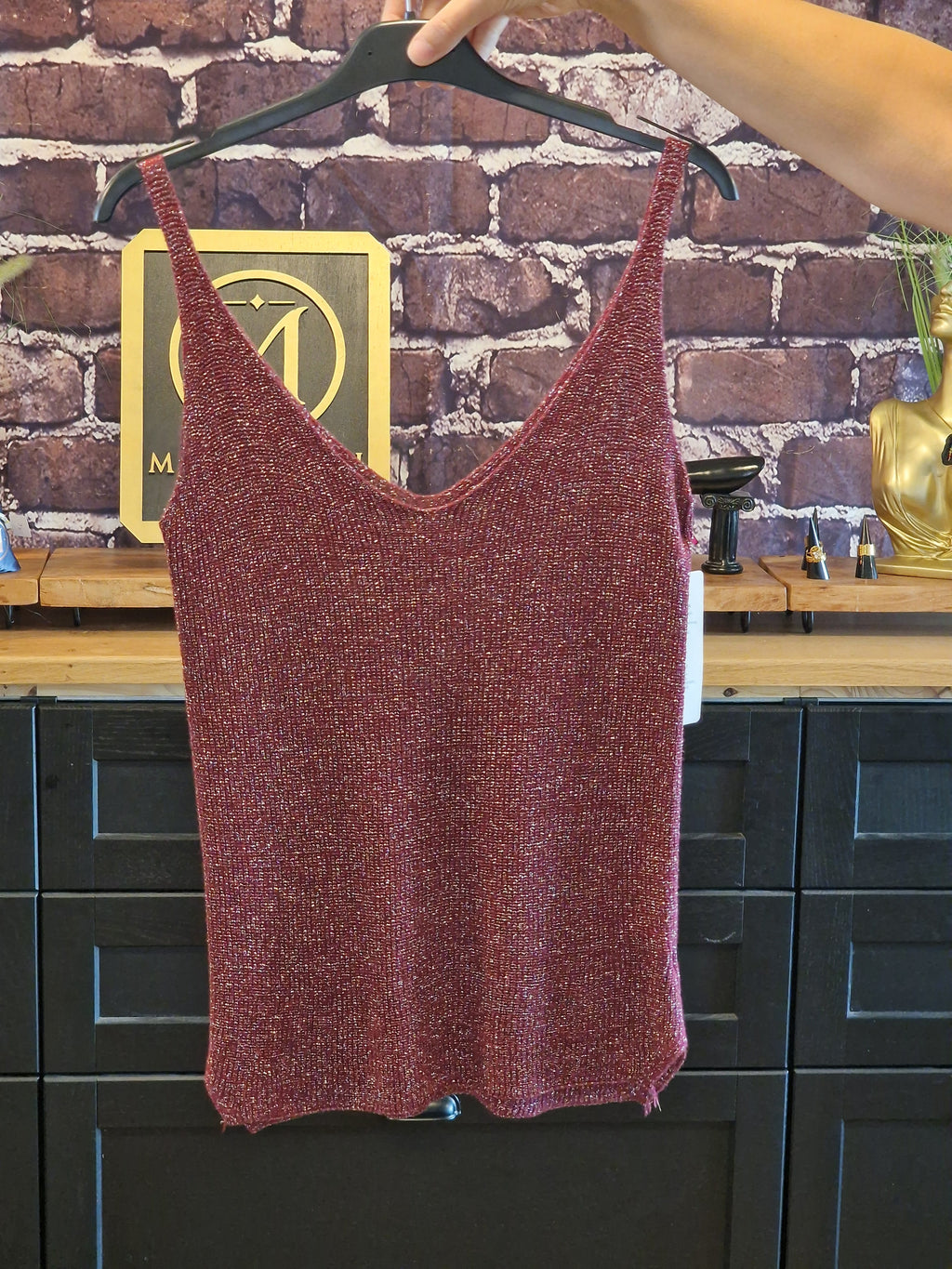 Top lurex/viscose burgundy