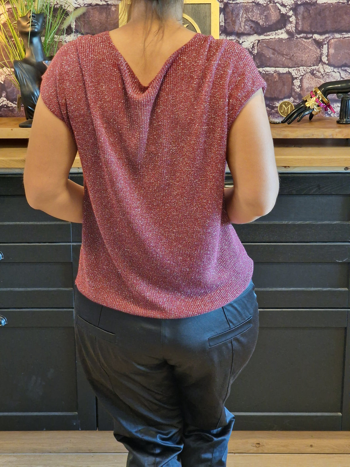 Top lurex/viscose burgundy
