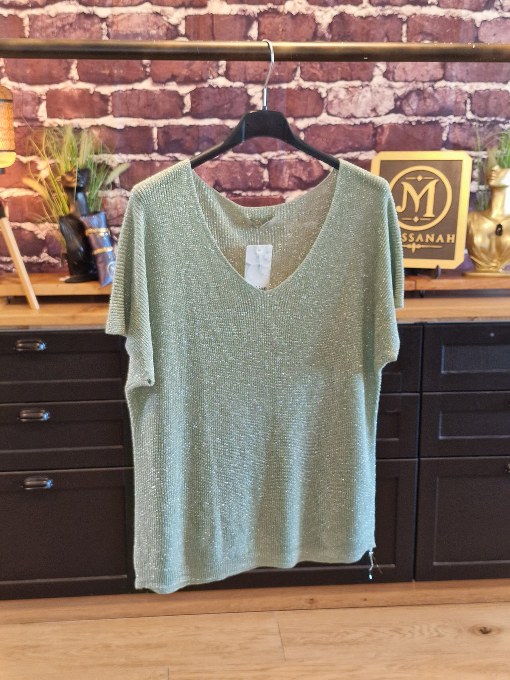 T-shirt Lurex/viscose vert clair