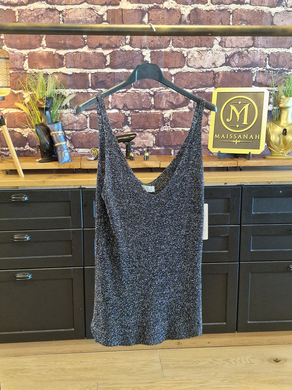 Top lurex/viscose noir