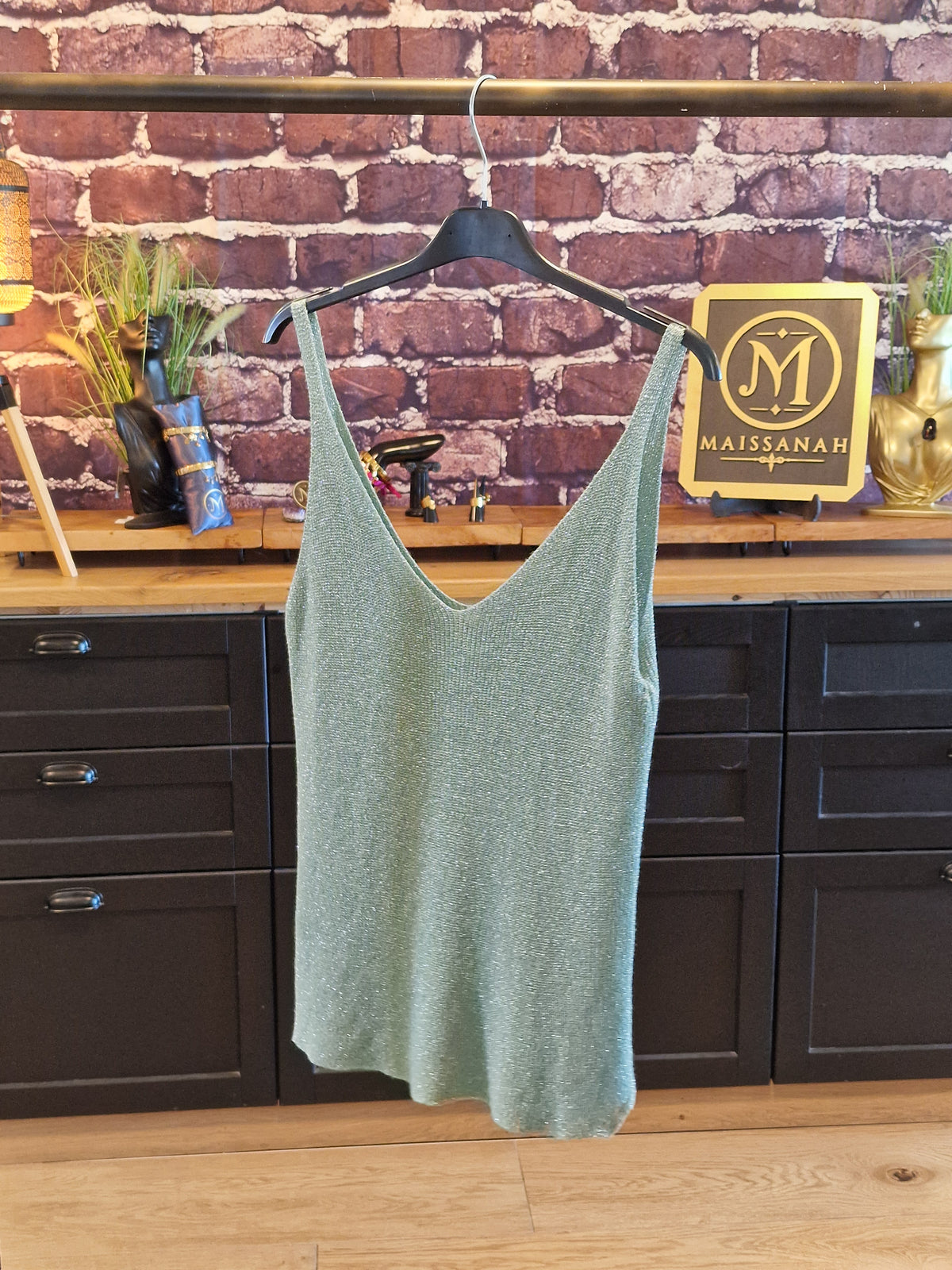 Top lurex/viscose vert clair