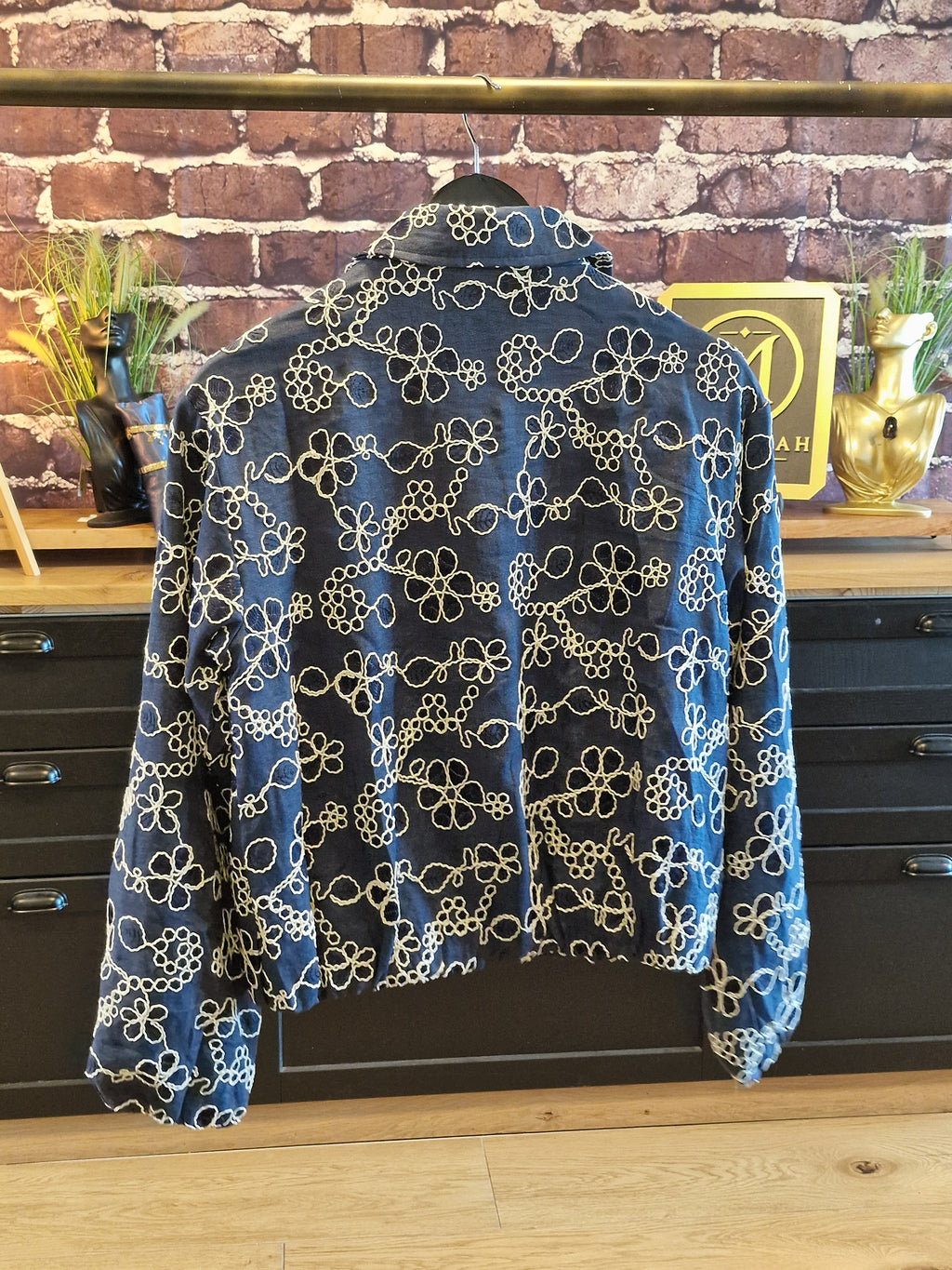 Veste Bomber Marine Broderie Anglaise