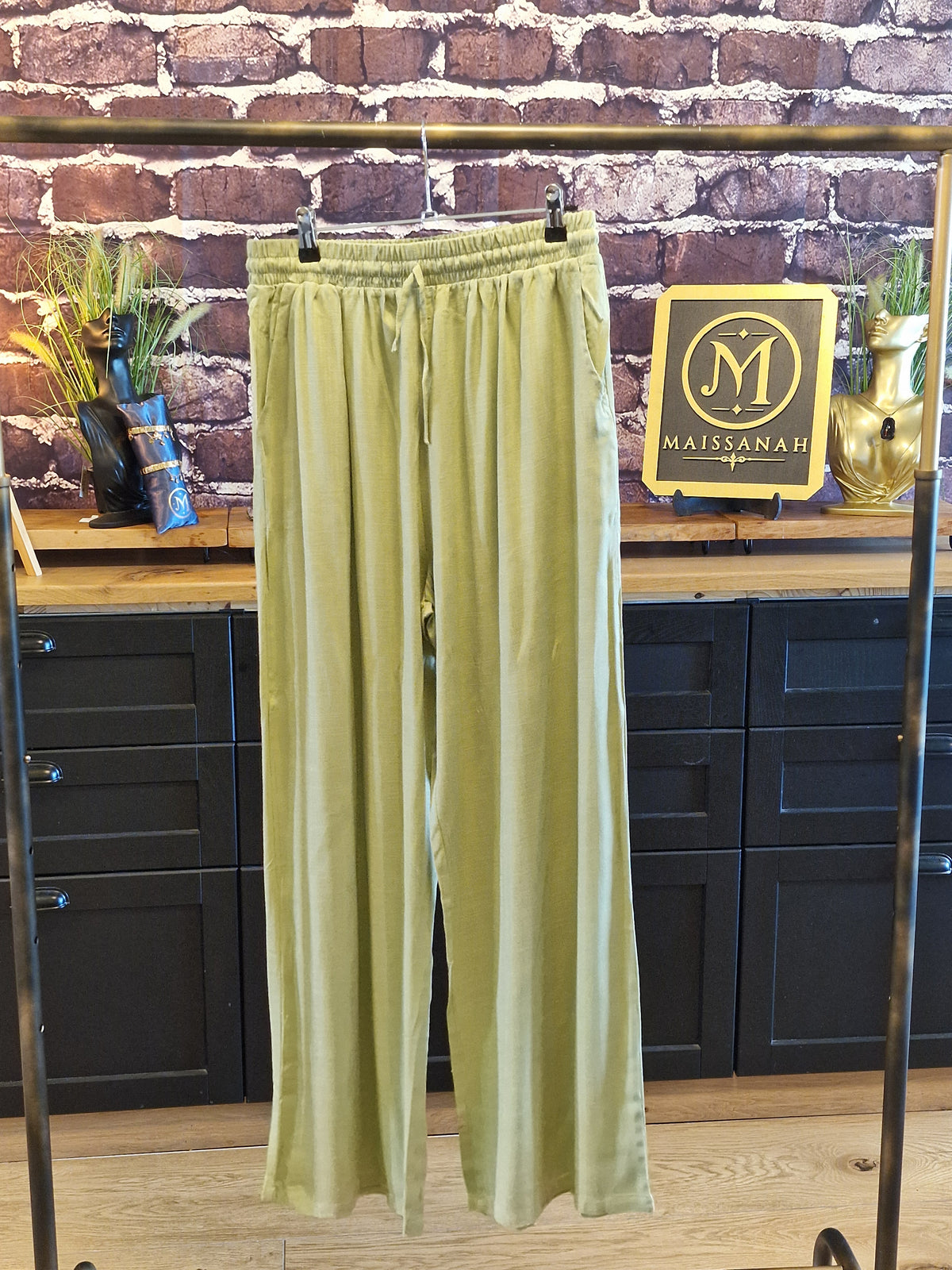 Pantalon fluide 100% viscose Vert clair