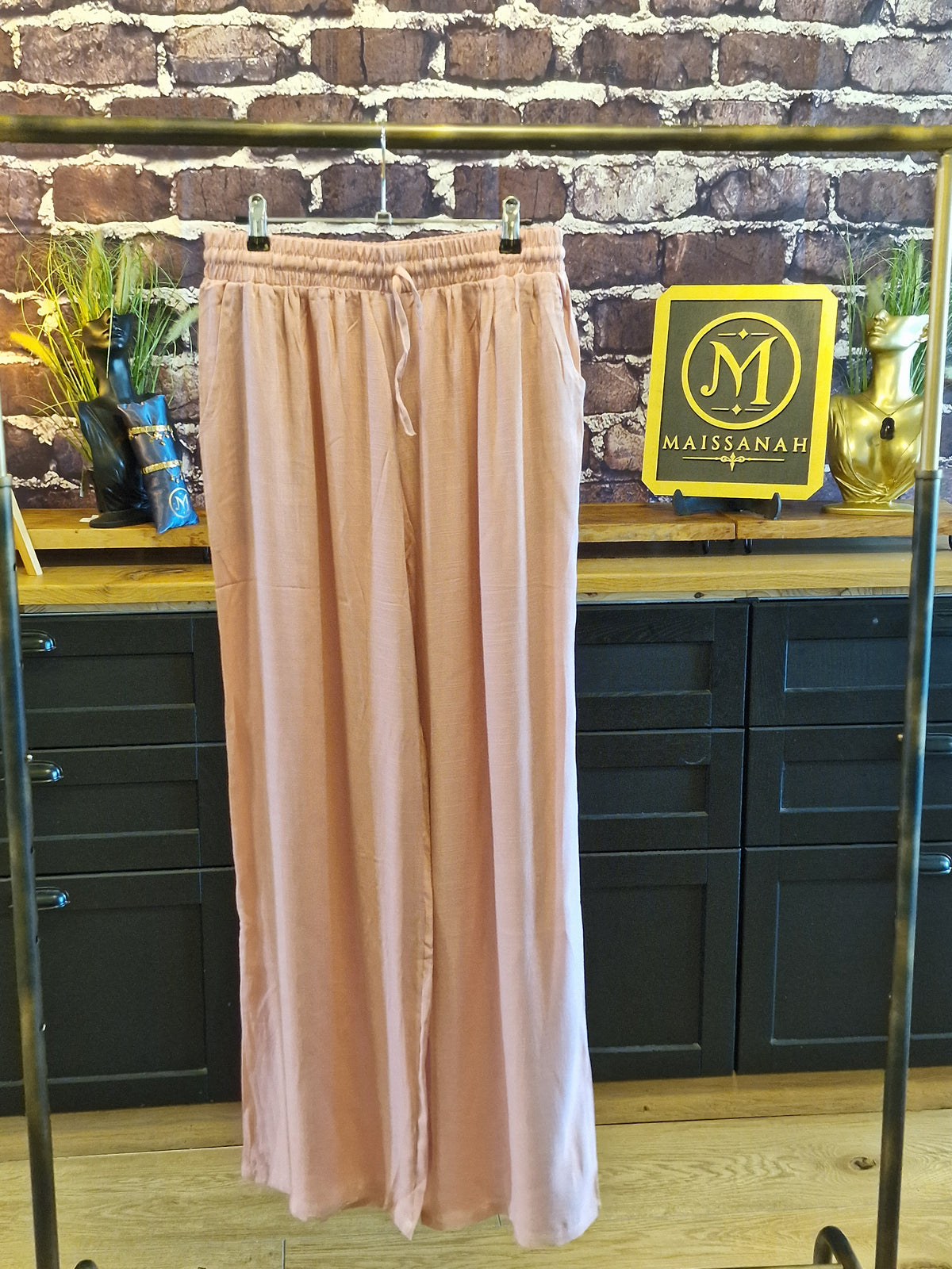 Pantalon fluide 100% viscose rose