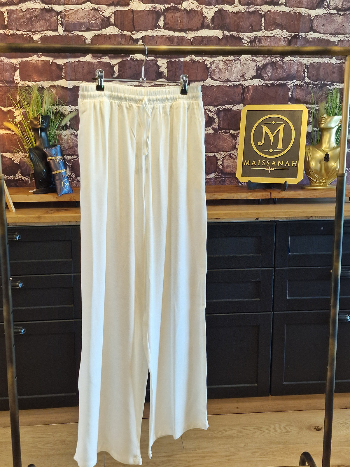 Pantalon fluide 100% viscose blanc