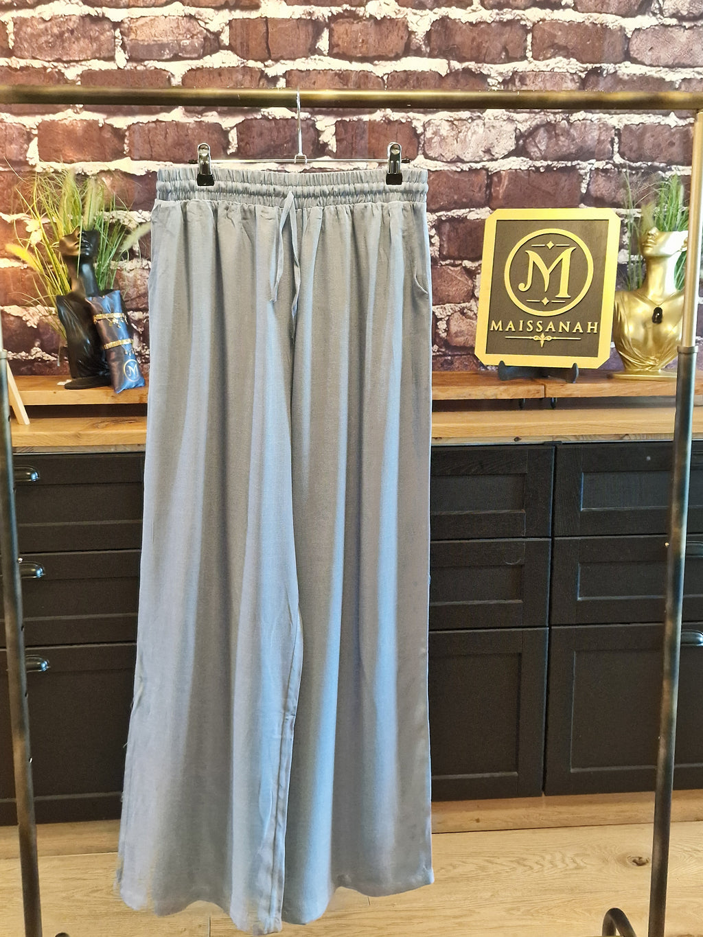 Pantalon fluide 100% viscose bleu ciel