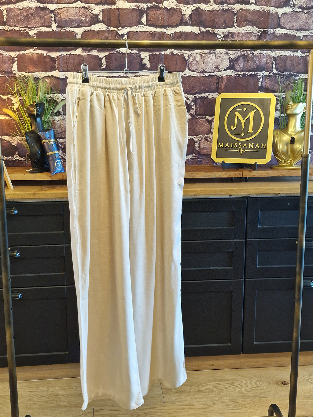 Pantalon fluide 100% viscose crème
