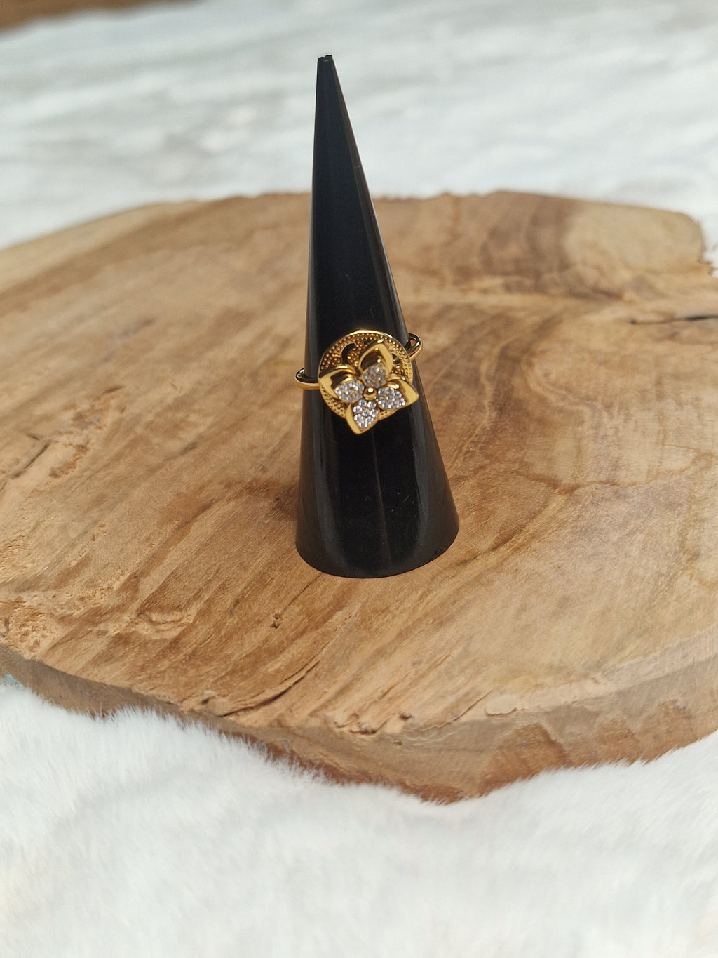 Bague spinner fleur dorée