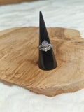 Bague couronne argentée avec strass