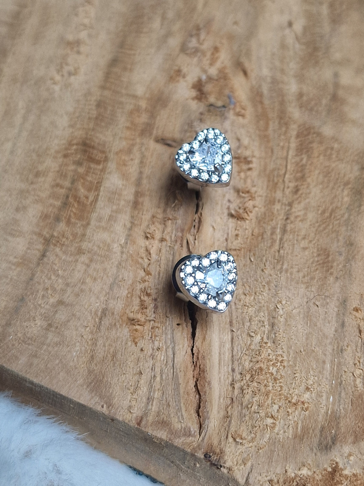 Puces d'oreilles Cœur Cristal — Acier inoxydable