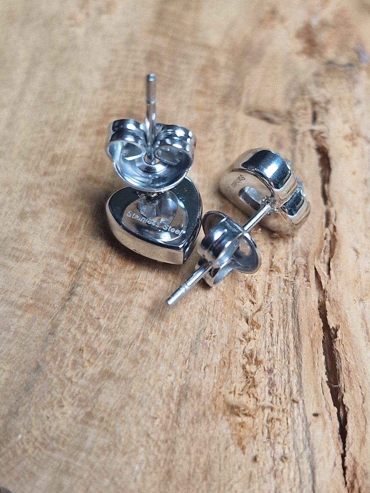 Puces d'oreilles Cœur Cristal — Acier inoxydable
