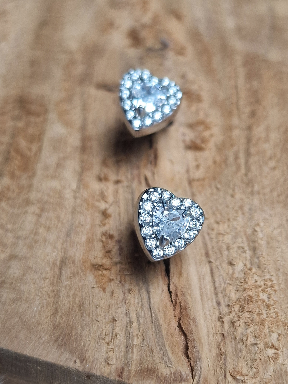 Puces d'oreilles Cœur Cristal — Acier inoxydable