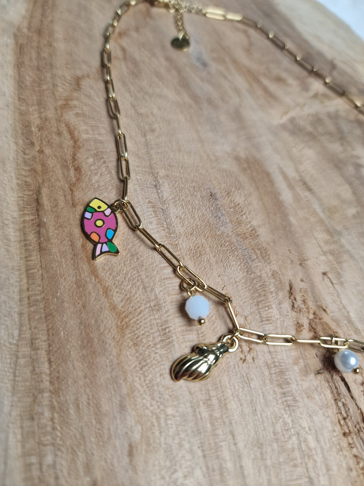 Collier breloques mer et fleur
