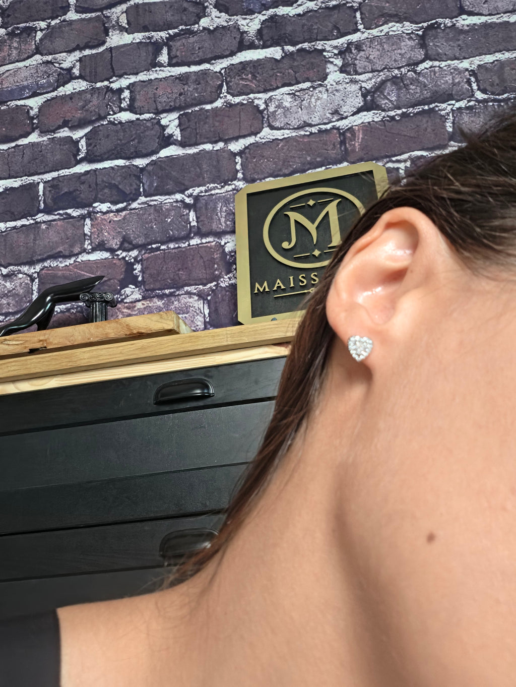 Puces d'oreilles Cœur Cristal — Acier inoxydable