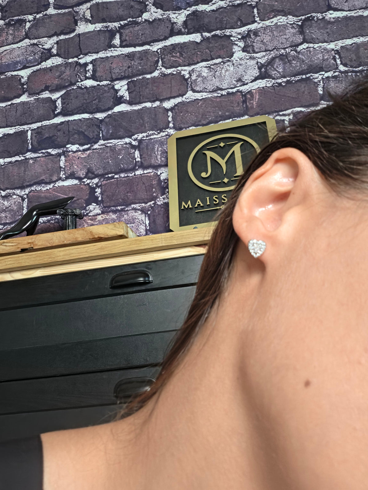 Puces d'oreilles Cœur Cristal — Acier inoxydable