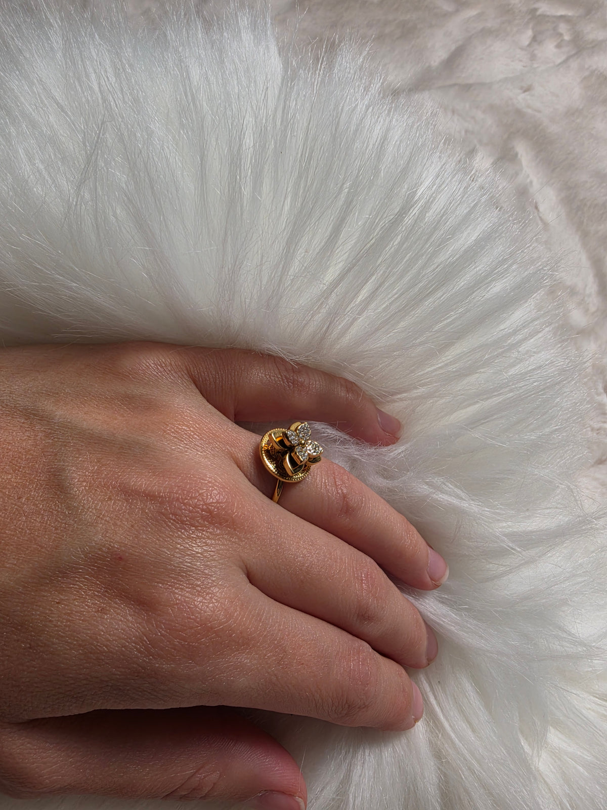 Bague spinner fleur dorée