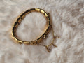 Bracelet à maille italienne dorée, gouttes et rosaces
