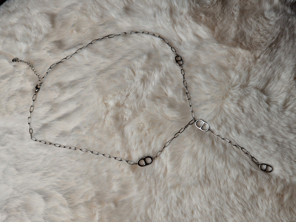 Collier léger à mailles marines et chaînette argentée - 14 g