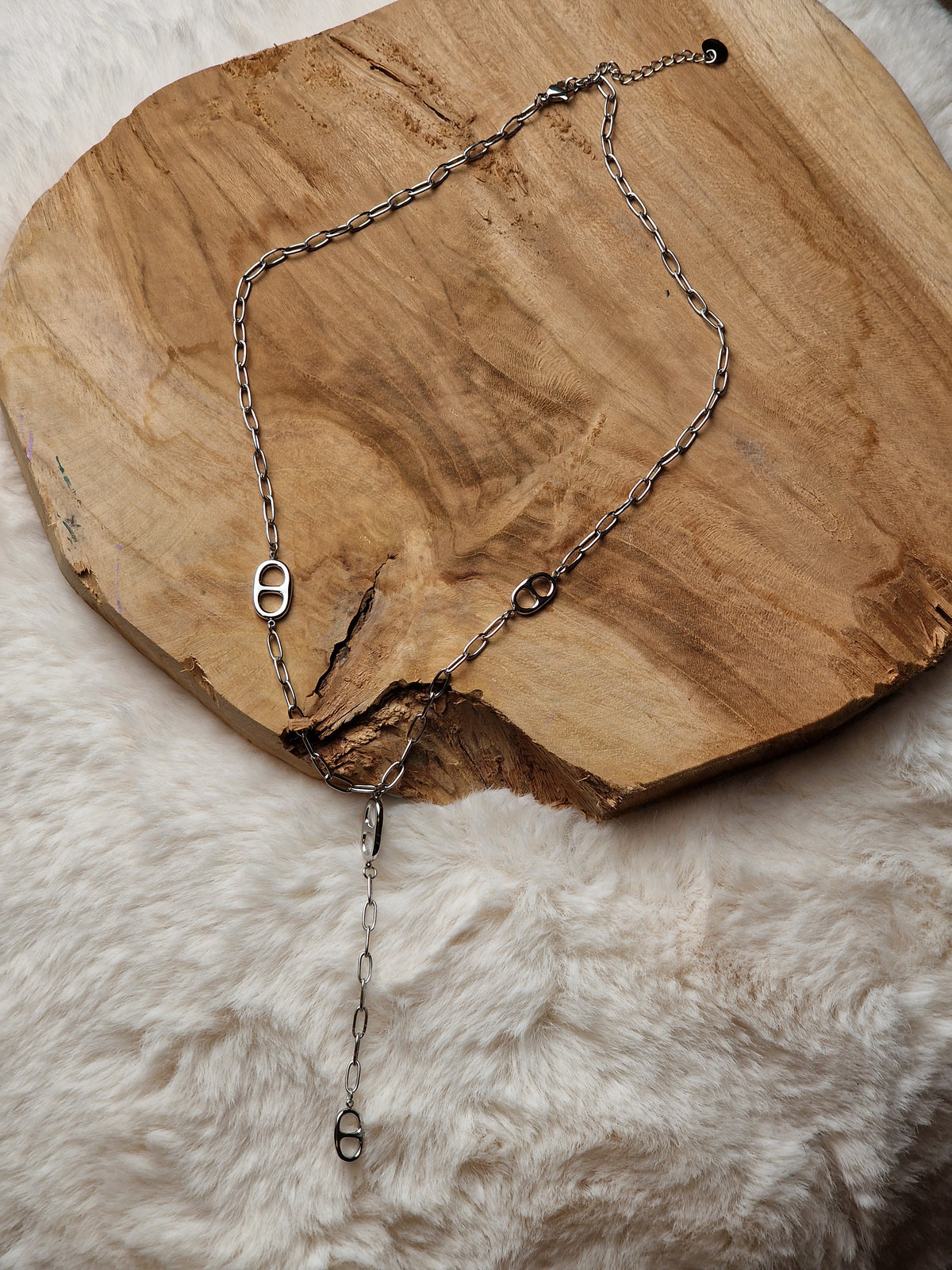 Collier léger à mailles marines et chaînette argentée - 14 g