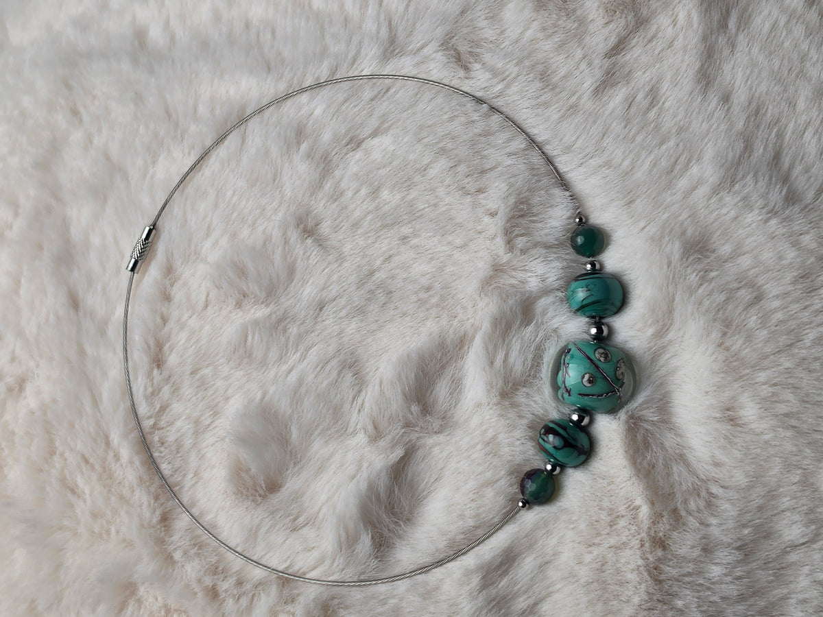 Collier ras de cou "lagon" (collection Dans le Verre du Temps)