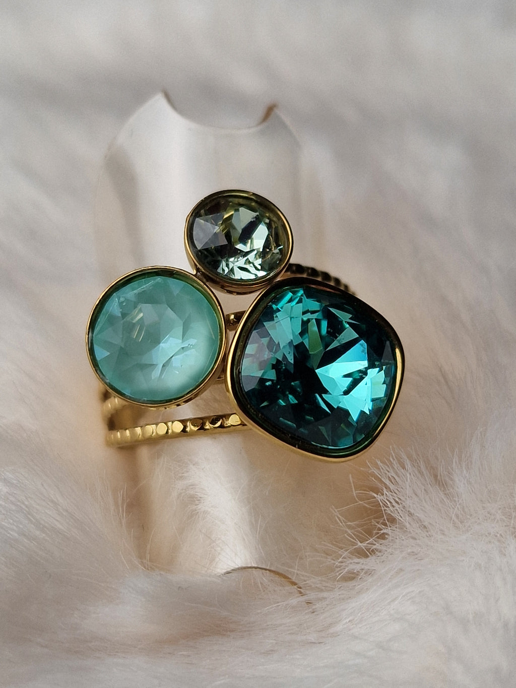 Pack assorti: bracelet (Bleu canard) + bague (Turquoise),  Bohm-Swarovski