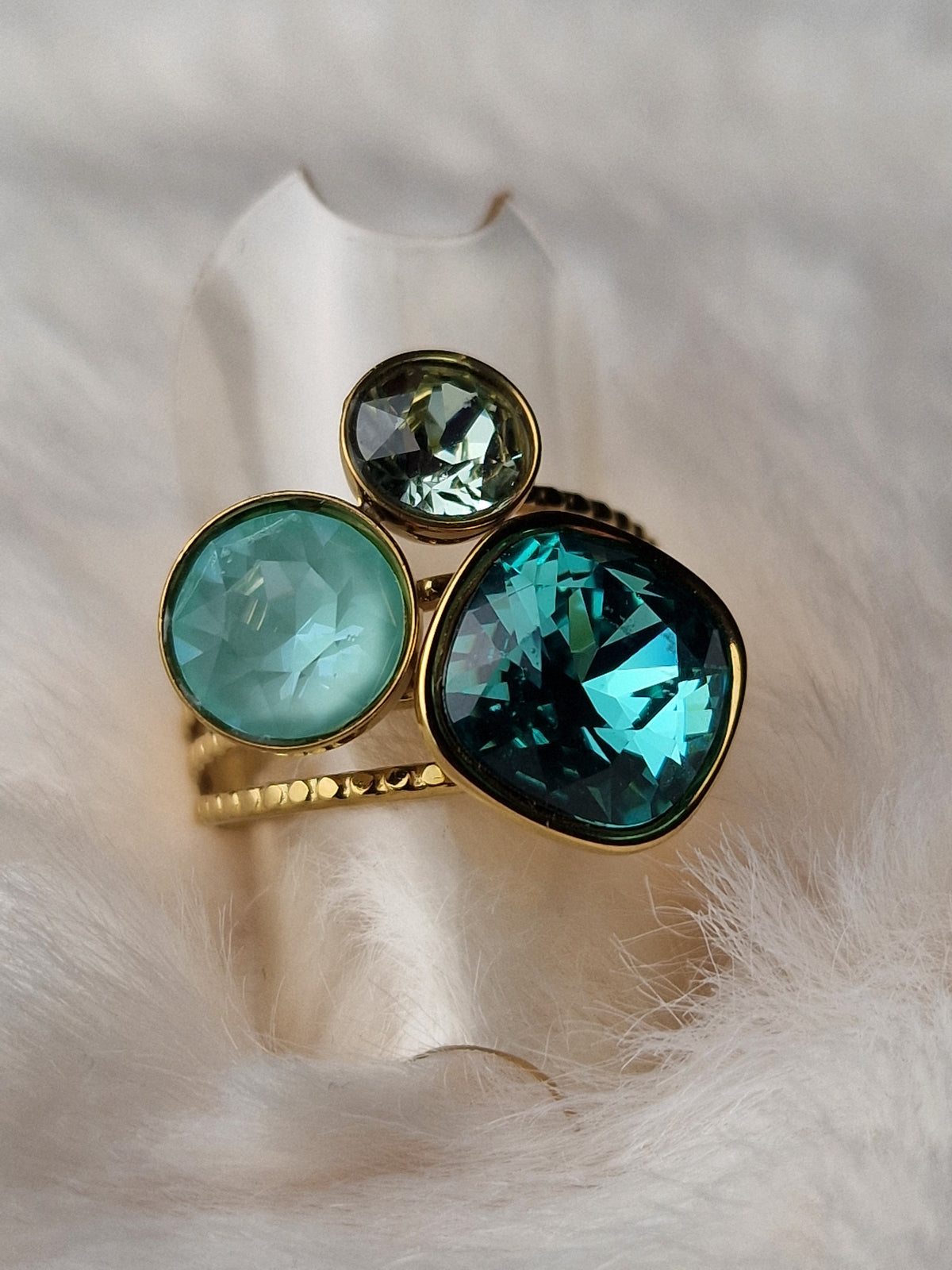 Pack assorti: bracelet (Bleu canard) + bague (Turquoise),  Bohm-Swarovski