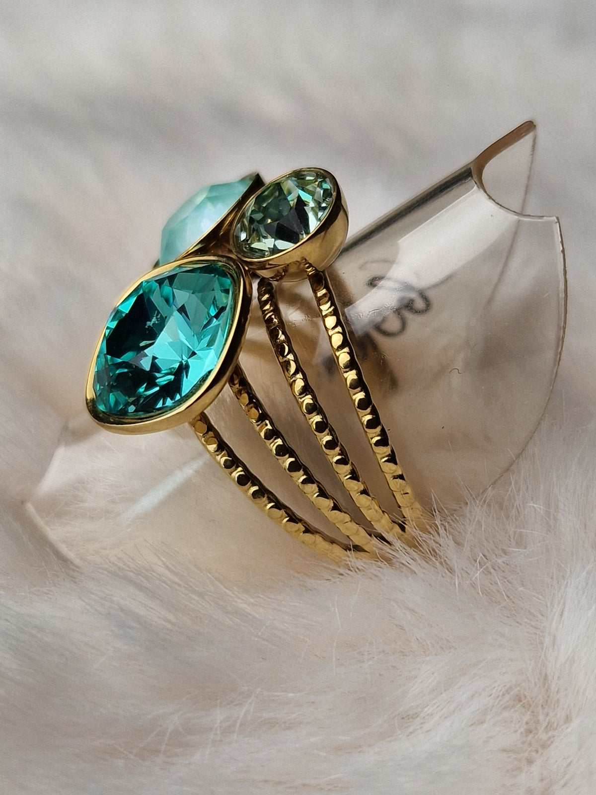 Bague acier inox Bohm-Swarovski (Turquoise)
