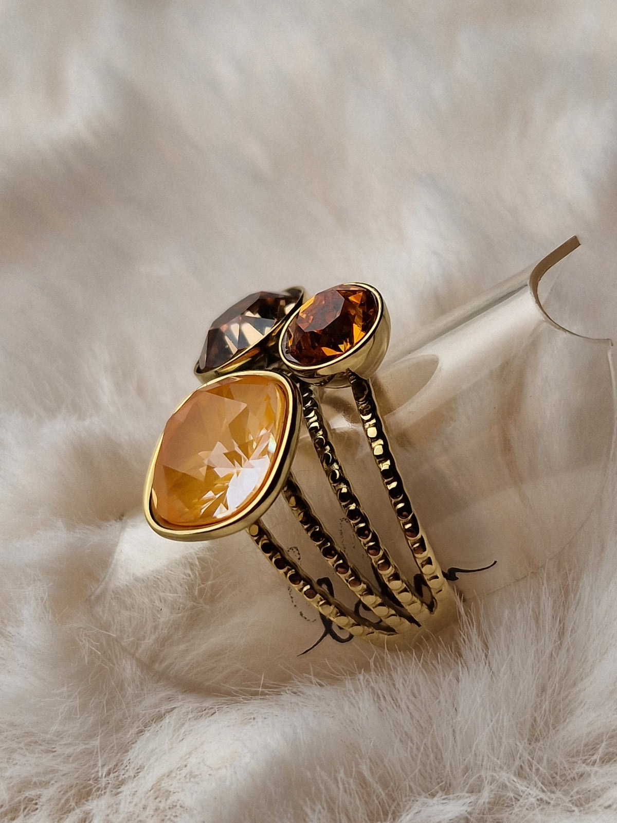 Bague acier inox Bohm-Swarovski (couleur Topaz)