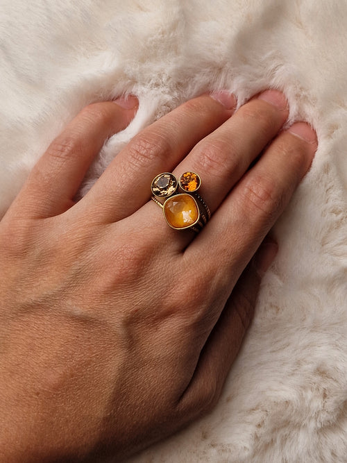 Bague acier inox Bohm-Swarovski (couleur Topaz)