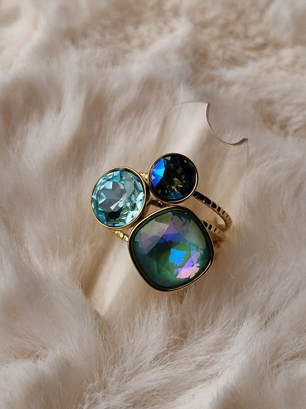 Bague acier inox Bohm-Swarovski (Turquoise)