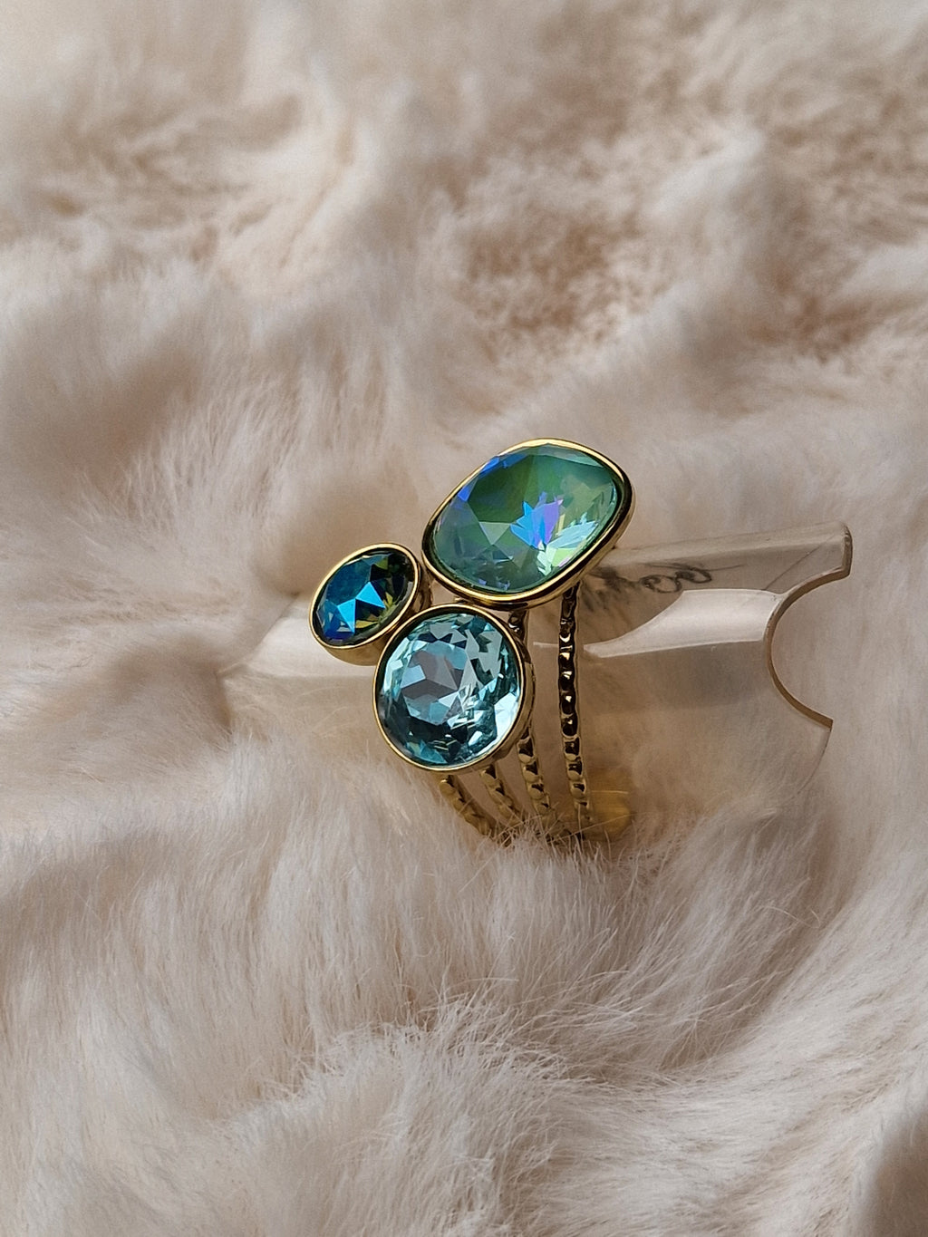 Pack assorti: bracelet (Bleu canard) + bague (Turquoise),  Bohm-Swarovski