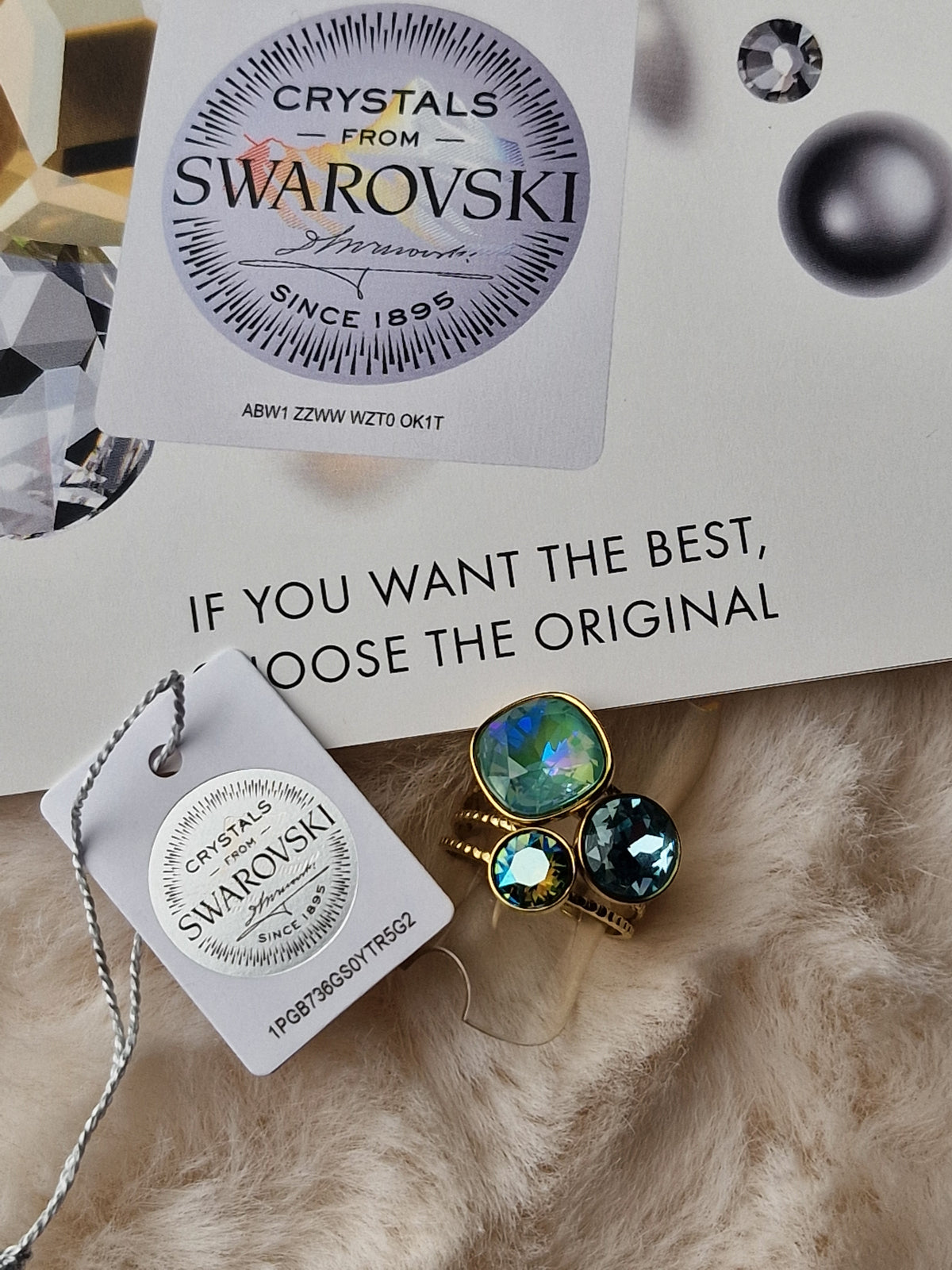 Pack assorti: bracelet (Bleu canard) + bague (Turquoise),  Bohm-Swarovski