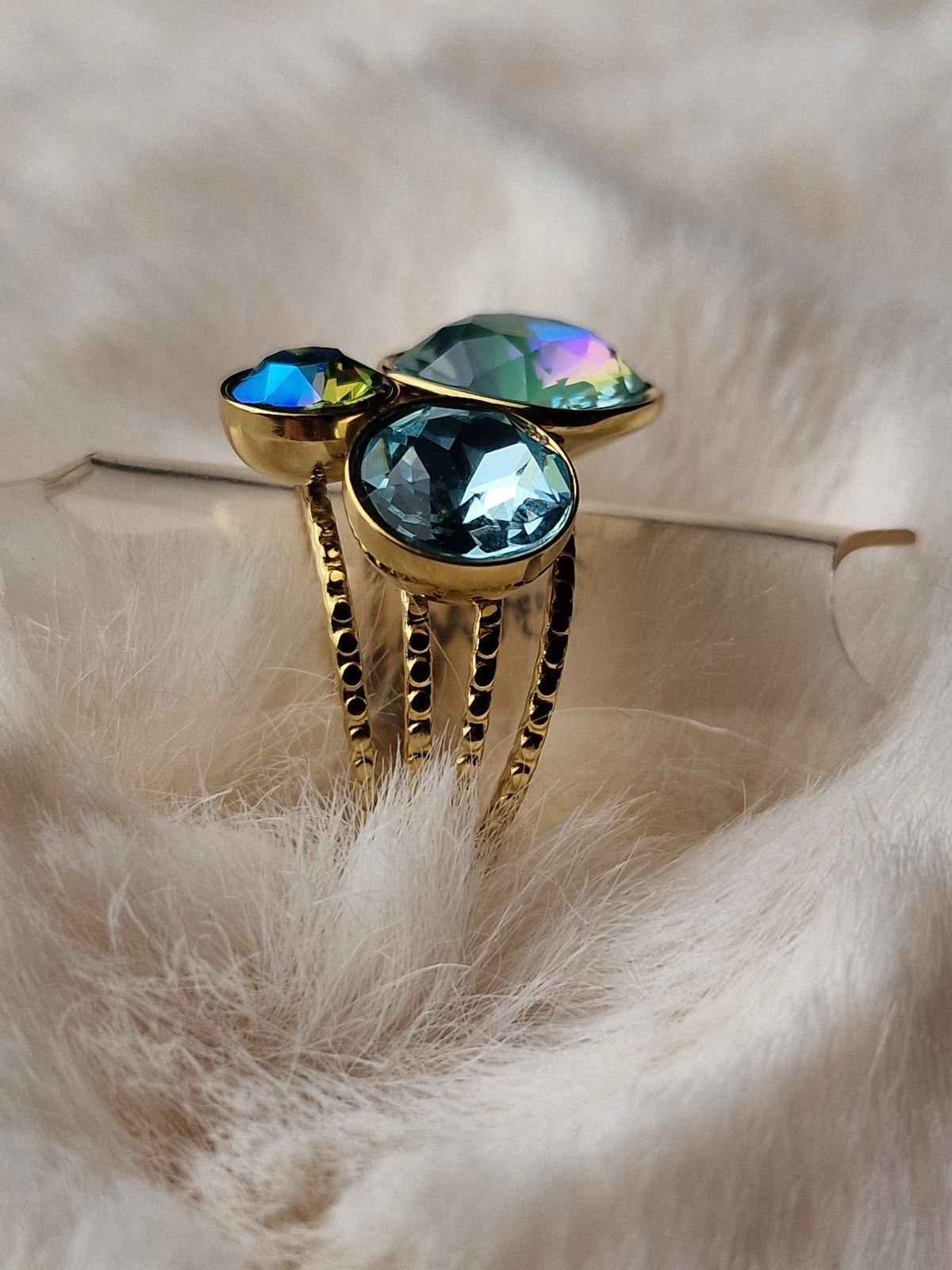 Bague acier inox Bohm-Swarovski (Turquoise)