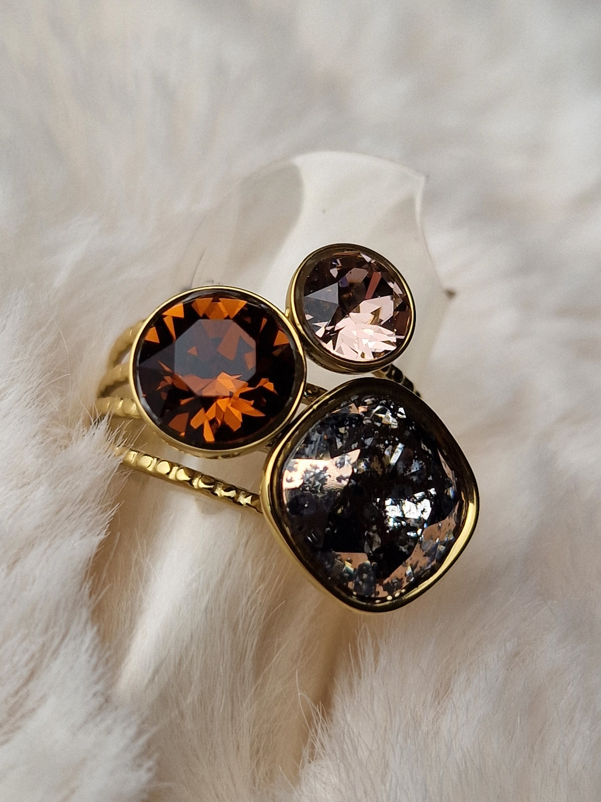 Pack assorti: Bague + Bracelet (marron doré), Bohm-Swarovski