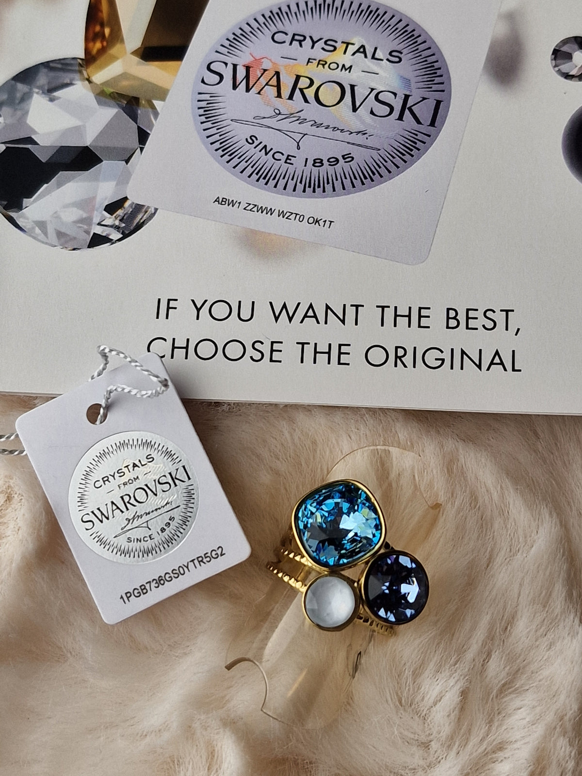 Pack assorti: bracelet (bleu nuit)+ bague ((bleu électrique), Bohm-Swarovski