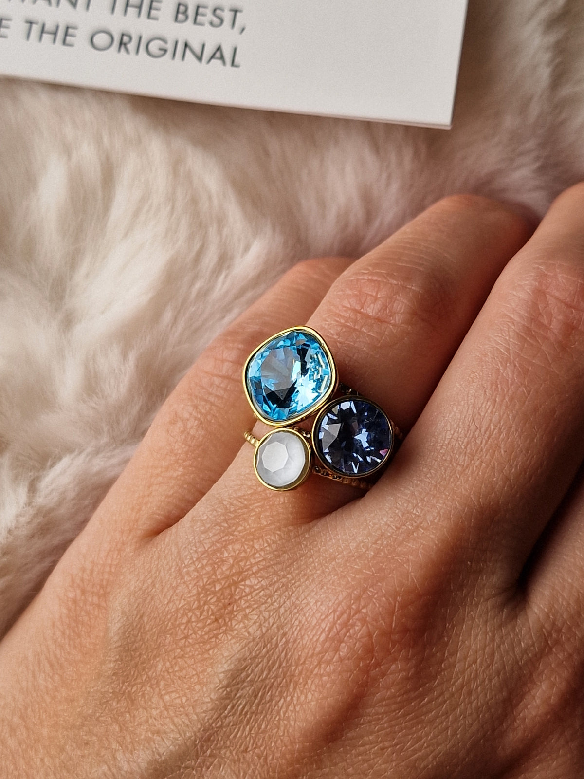 Pack assorti: bracelet (bleu nuit)+ bague ((bleu électrique), Bohm-Swarovski