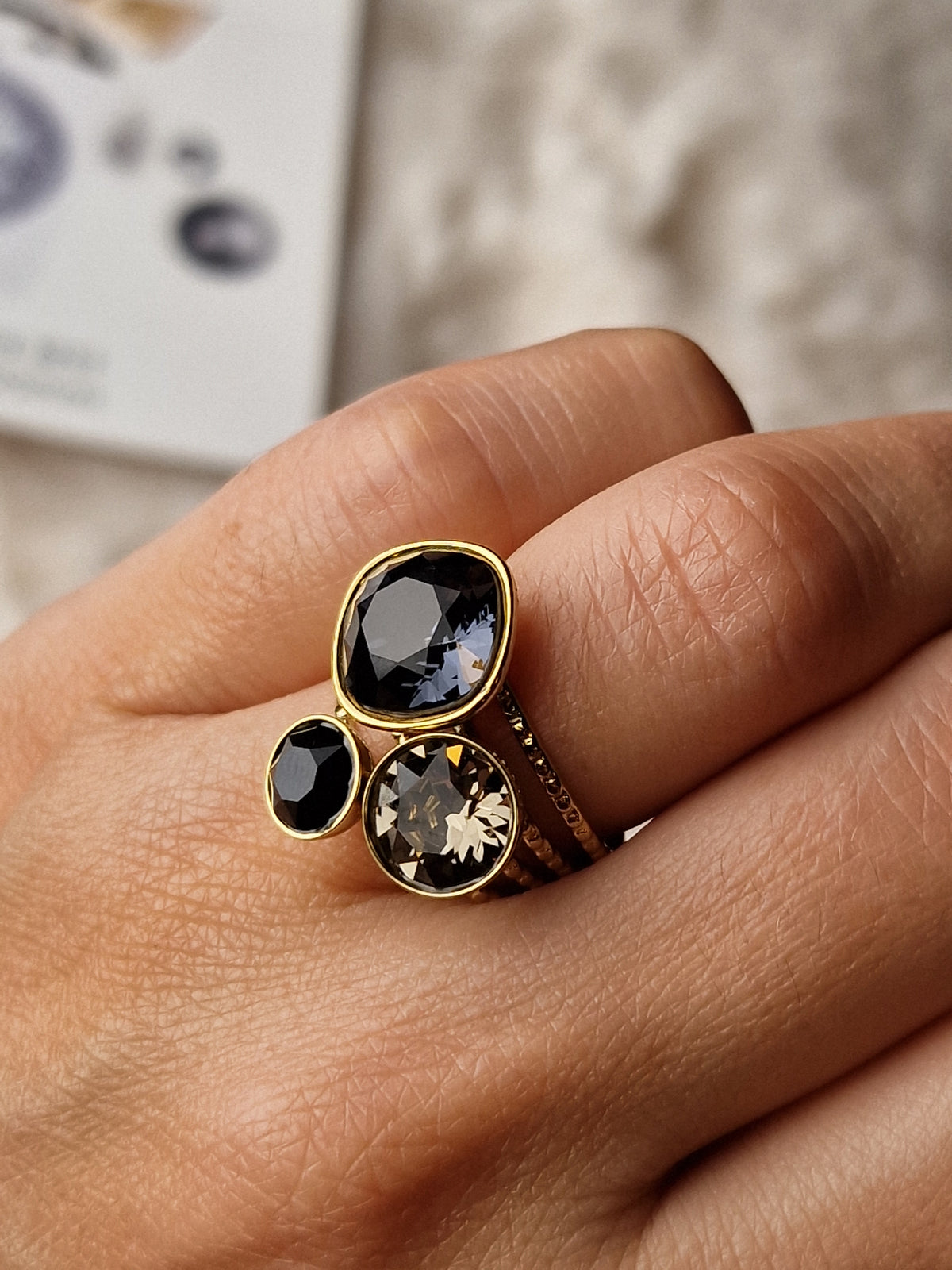 Pack assorti: Bague + Bracelet (gris mystique), Bohm-Swarovski