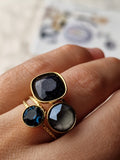 Pack assorti: bracelet (bleu nuit) + bague (bleu ciel étoilé), Bohm-Swarovski