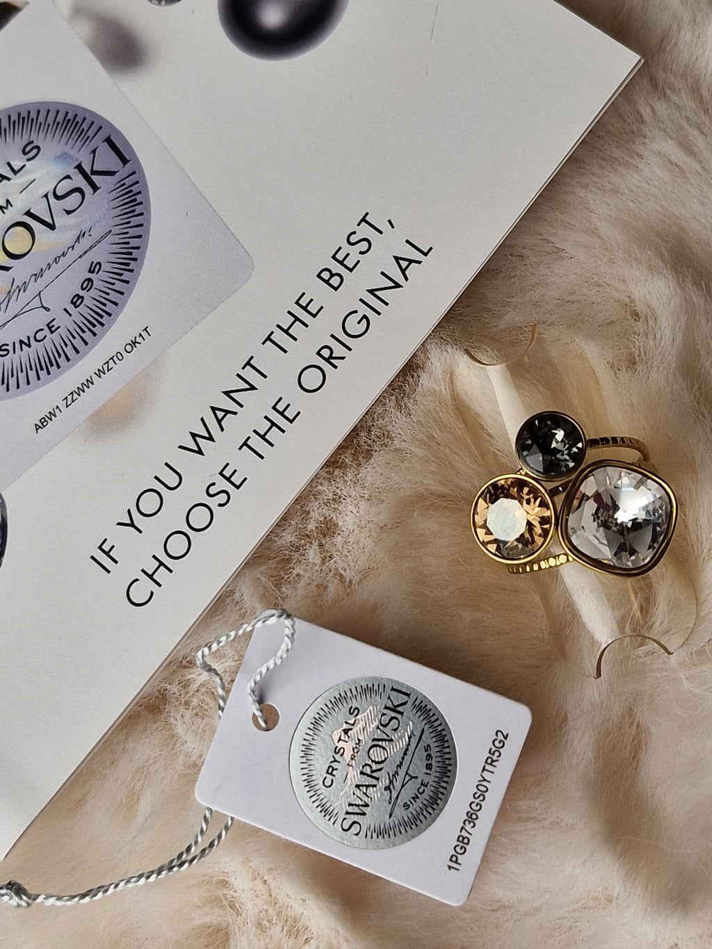 Pack assorti: Bague + Bracelet (gris lumineux), Bohm-Swarovski
