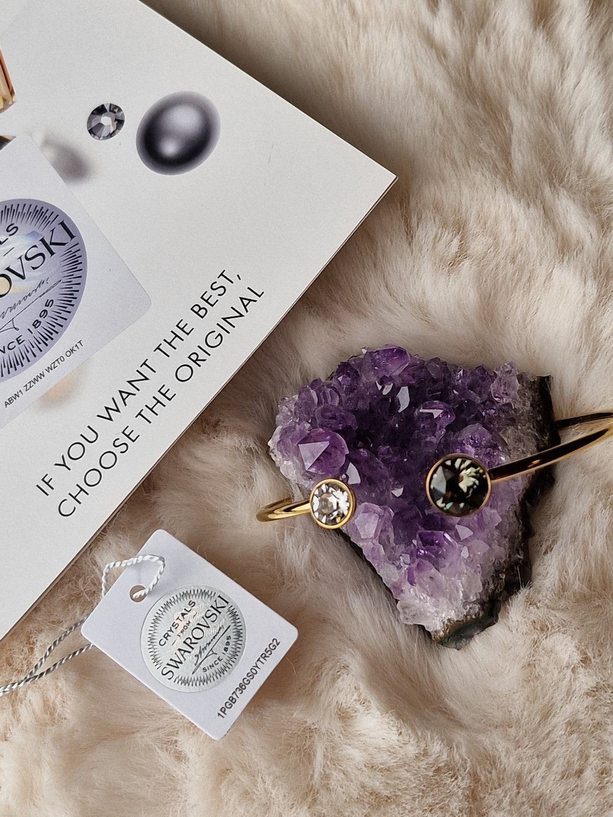 Pack assorti: Bague + Bracelet (gris lumineux), Bohm-Swarovski