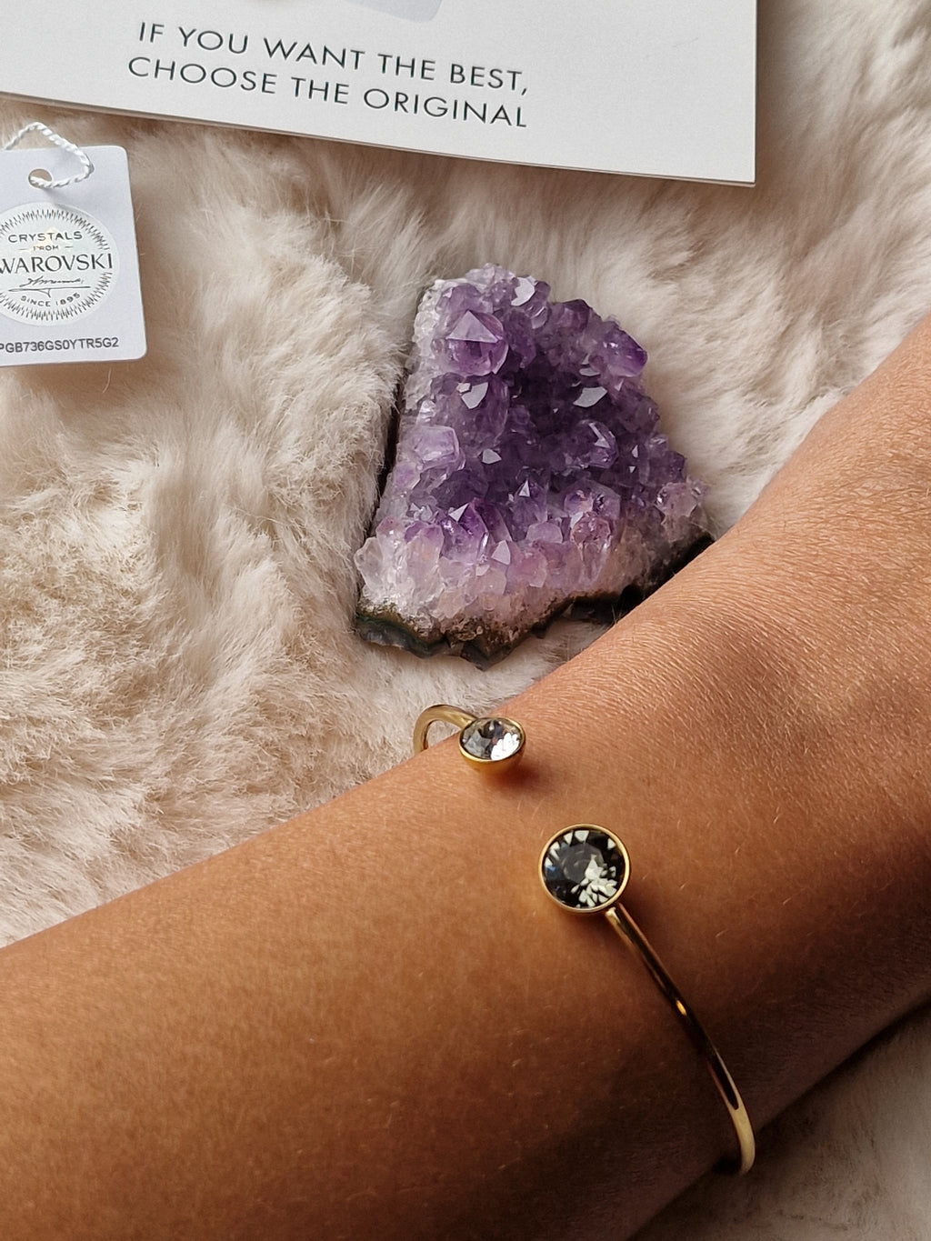 Pack assorti: Bague + Bracelet (gris lumineux), Bohm-Swarovski