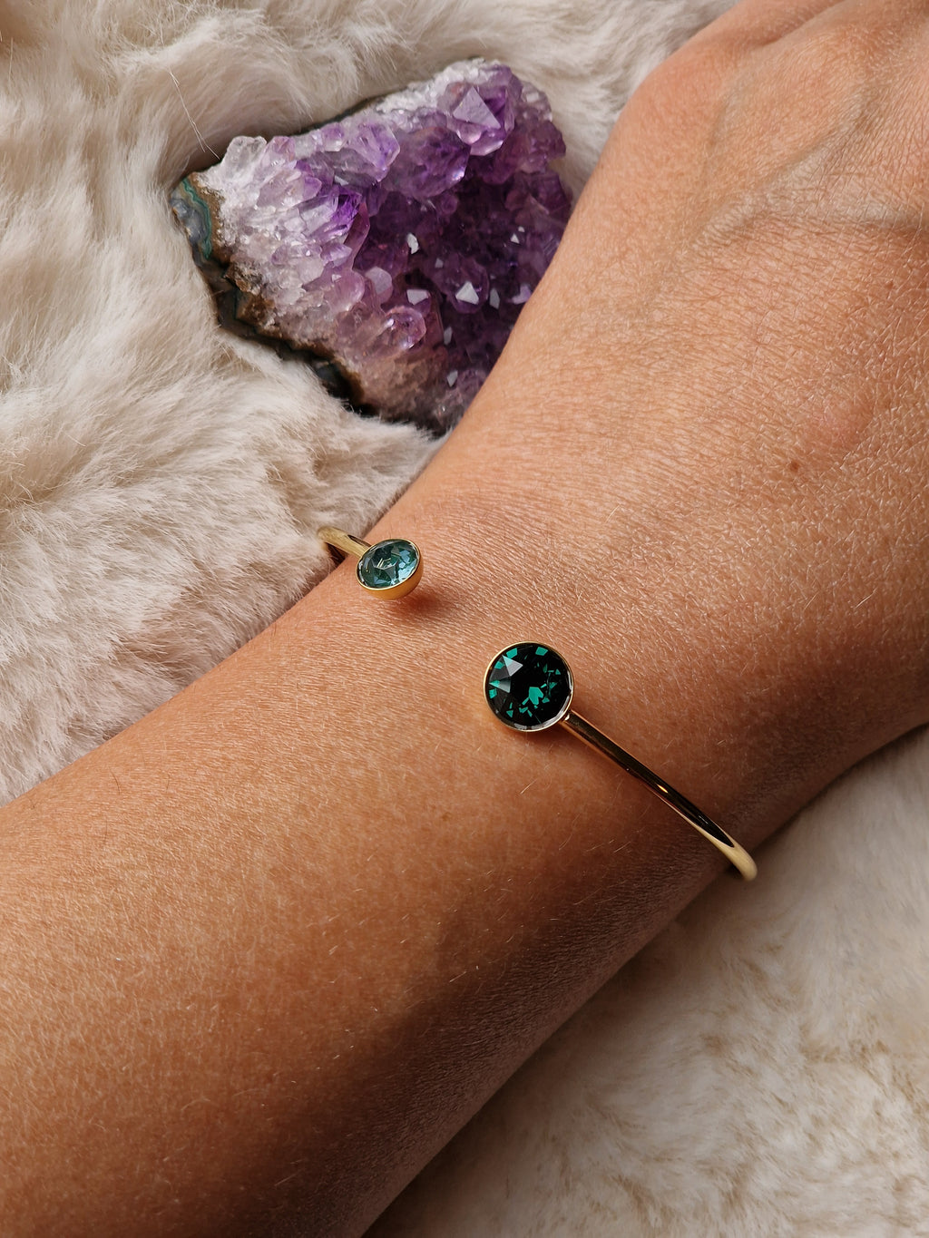 Pack assorti: bracelet (Bleu canard) + bague (Turquoise),  Bohm-Swarovski