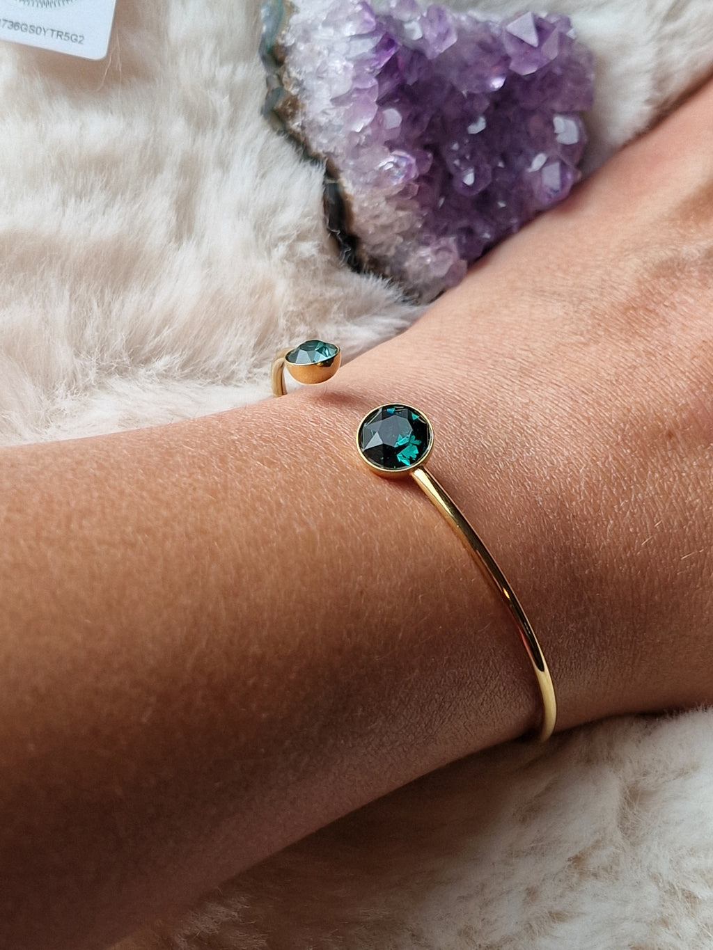 Bracelet acier inox Bohm-Swarovski (bleu canard)