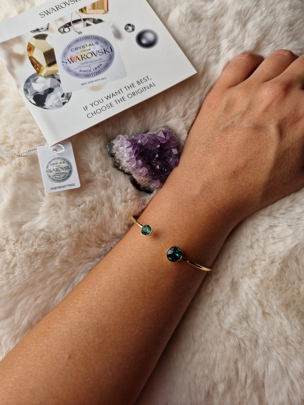 Pack assorti: bracelet (Bleu canard) + bague (Turquoise),  Bohm-Swarovski