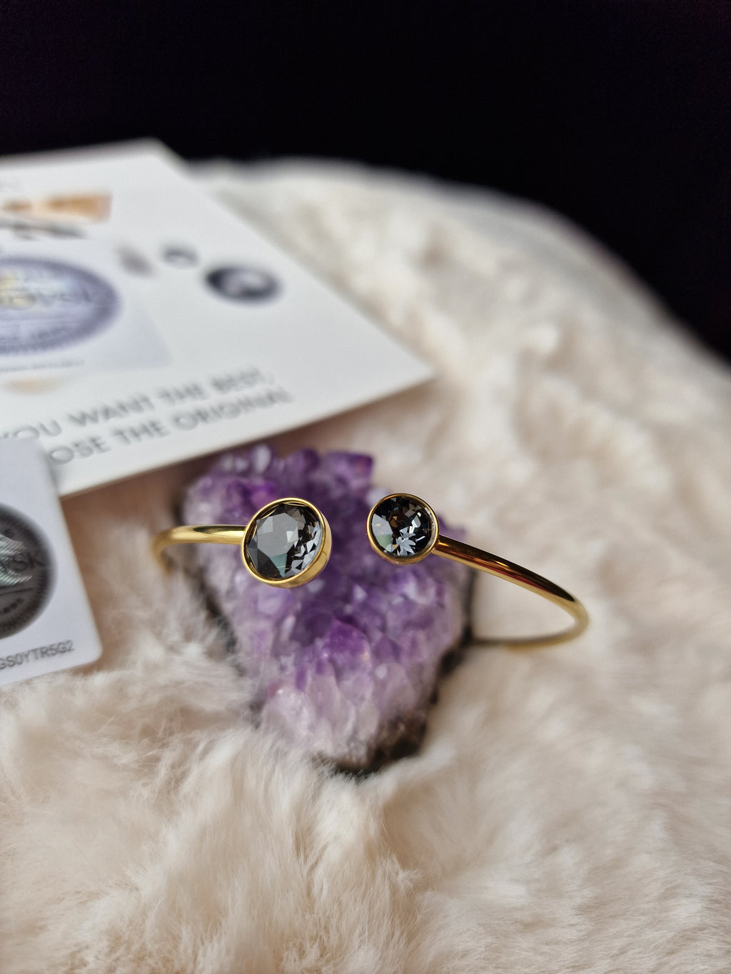 Bracelet acier inox Bohm-Swarovski (gris mystique)