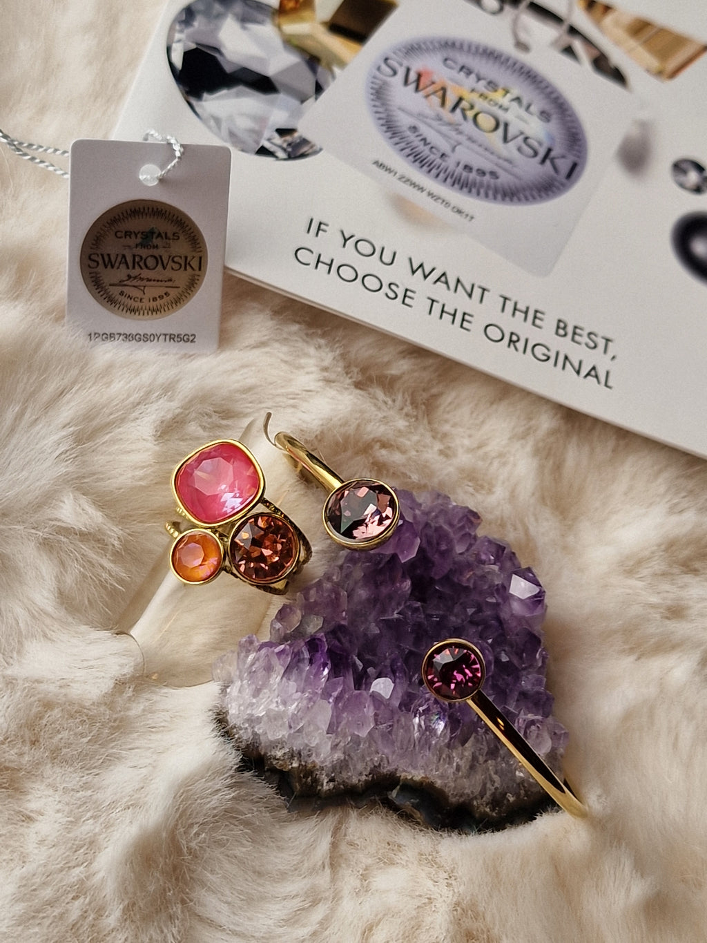 Pack assorti: Bracelet + Bague (rose), Bohm-Swarovski